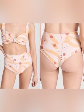 Montce Pink Orange Palmas Tamarindo High Rise Bikini Bottom NWT Size XS